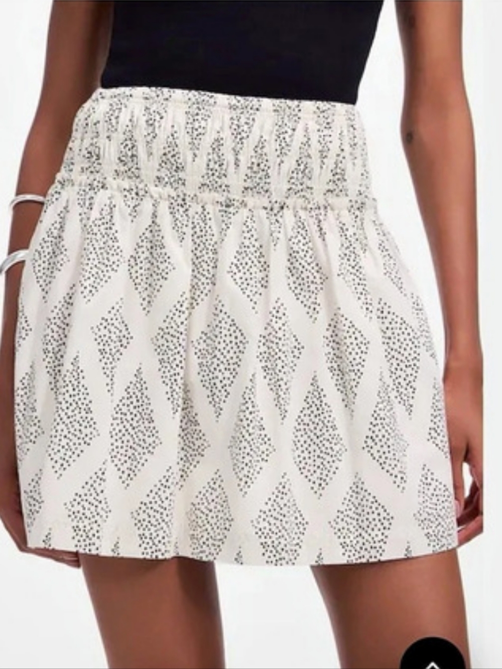 Madewell Ruffled Mini Skirt Geometric Mini Skirt in White & Black Size S